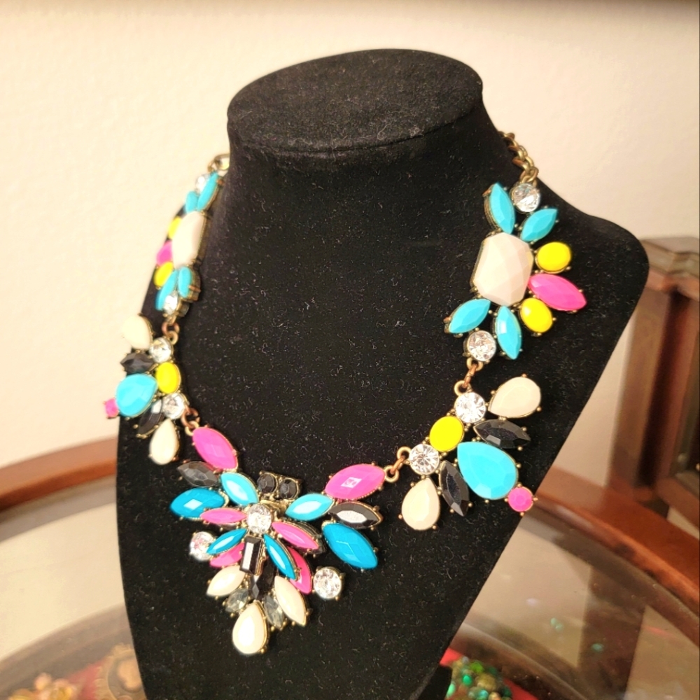 Multicolor Rhinestone Statement Necklace - image 3